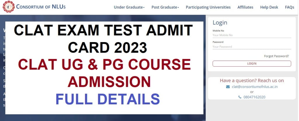 CLAT admit card 2024 Download Link