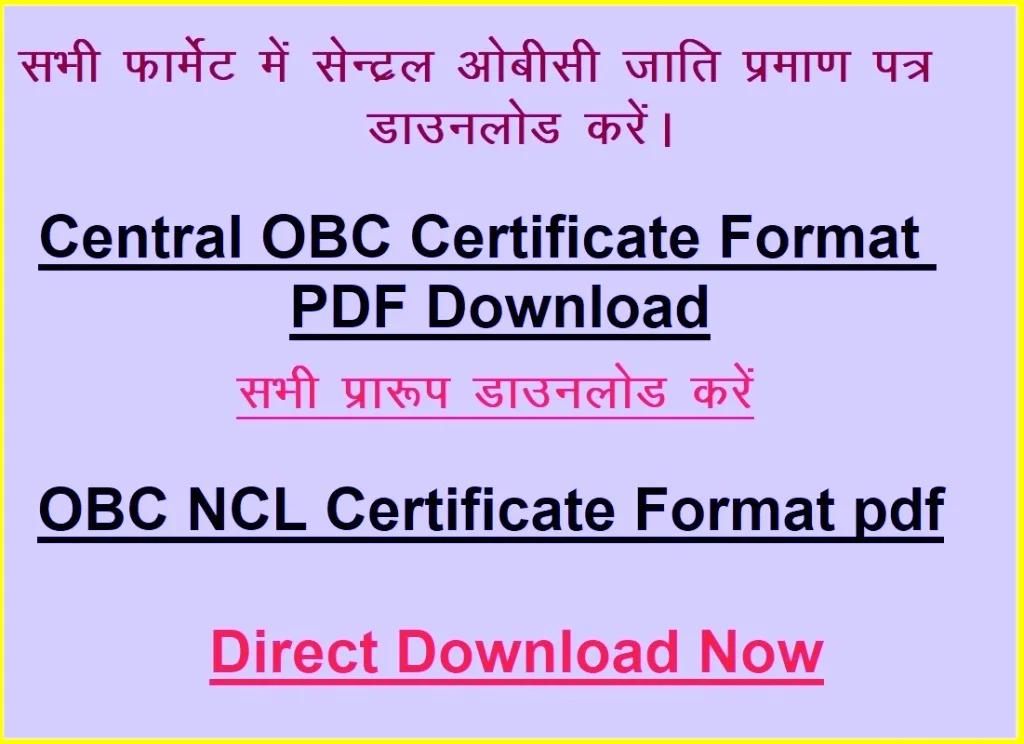 OBC NCL Certificate Format pdf