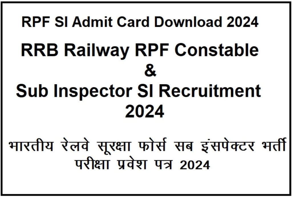 RPF SI Admit Card Download 2024