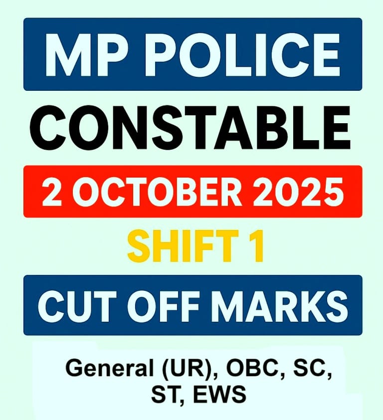MP Police Constable 2 October 2025 Shift 1 Cut Off Marks