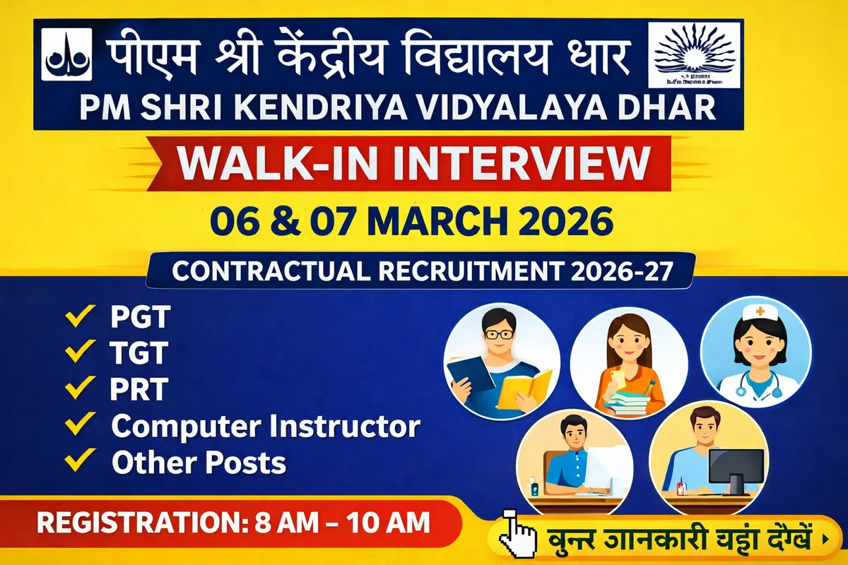 Kendriya Vidyalaya Dhar Vacancy 2026