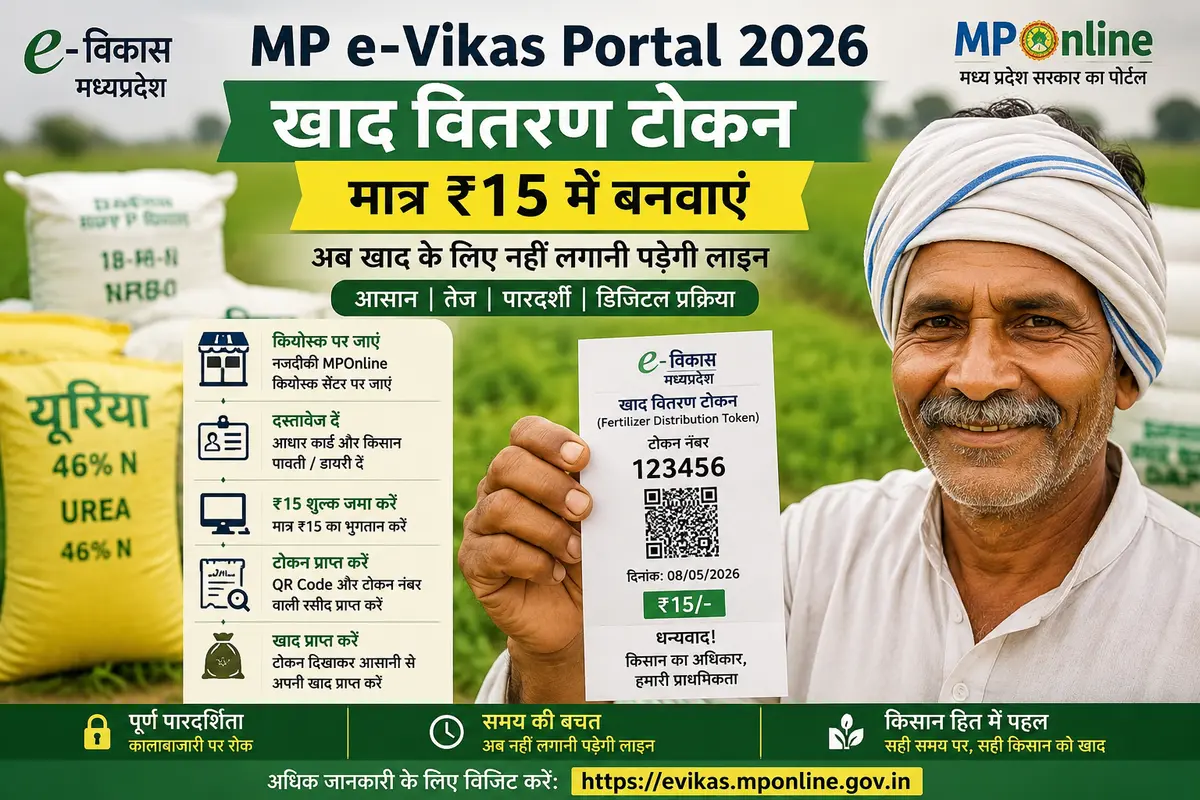 MP e-Vikas Portal 2026: मात्र ₹15 में खाद टोकन कैसे बनवाएं पूरी जानकारी